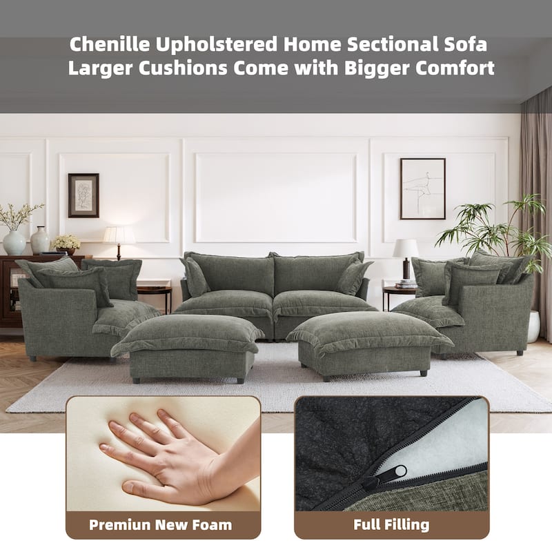 6-Piece Chenille Cloud Modular Living Room Set