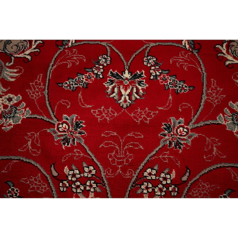 Red Medallion Kashan Turkish Rug Machine-Made Floral Carpet - 6'4" x 9'8"