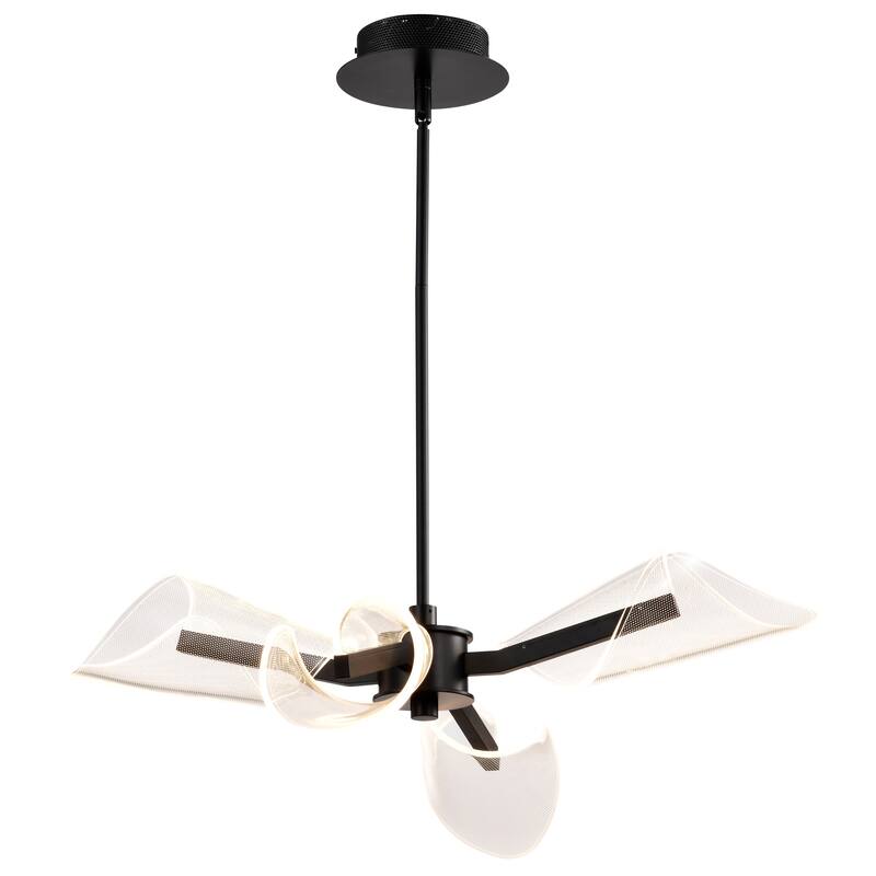 Sedona 27 Inch 4 Light LED Chandelier Matte Black Silk Screened Acrylic Lens