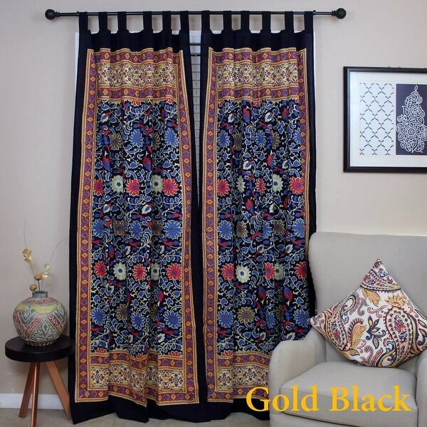 Shop Cotton Sunflower Floral Tab Top Curtain Drape Door Panel Navy