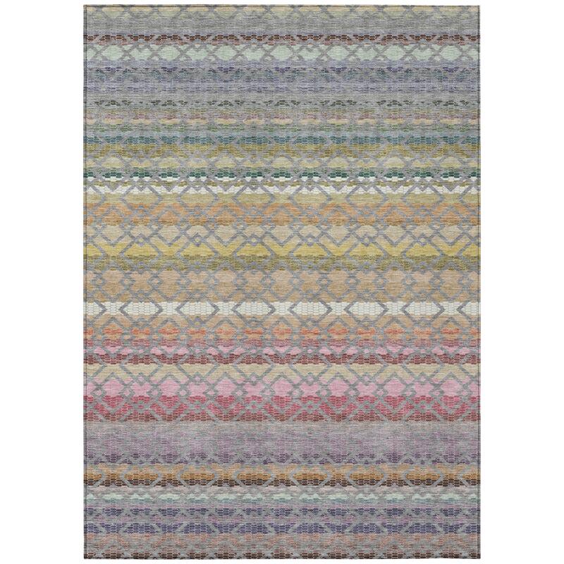 Machine Washable Indoor/ Outdoor Cabo Stripe Chantille Rug