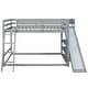 preview thumbnail 9 of 13, Modern Full over Full Wooden Bunk Bed Kids Bed with Ladder,Slide,Full-length Guardrail and Shelves