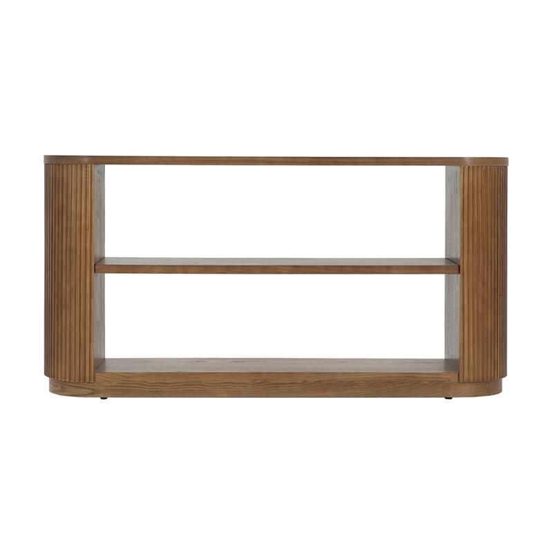 Modern Entryway Console Table with Open Shelf & Elegant Wood Grain