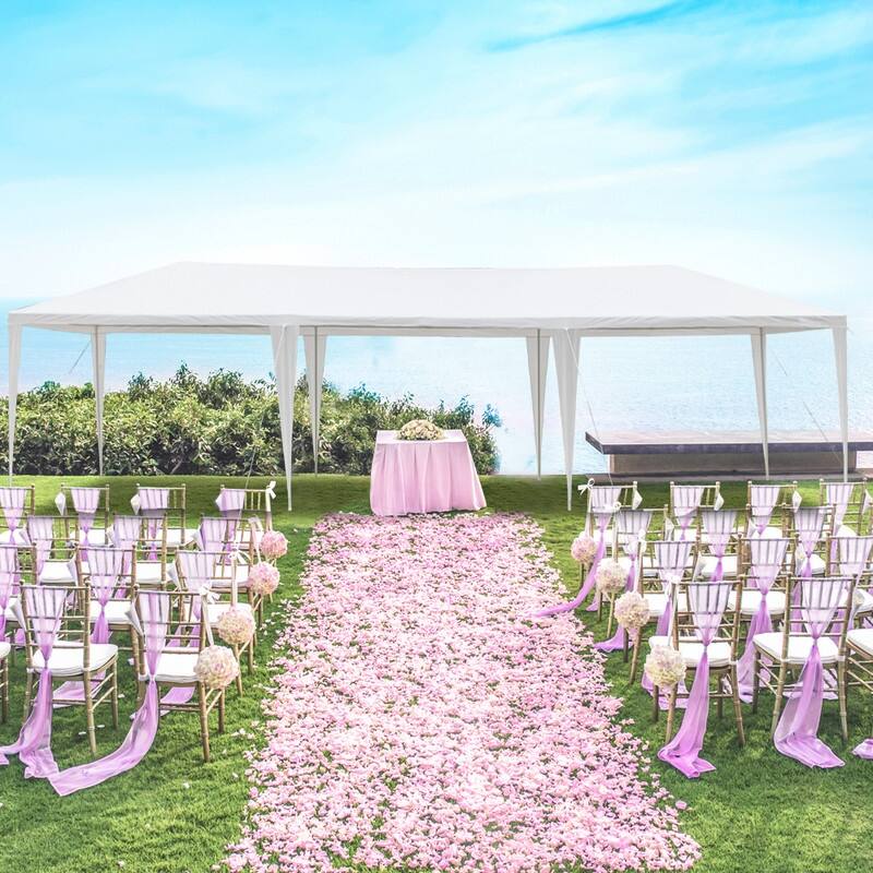 30X10FT PE Cloth Plastic Sprayed Iron Pipe Outdoor Party Tent White