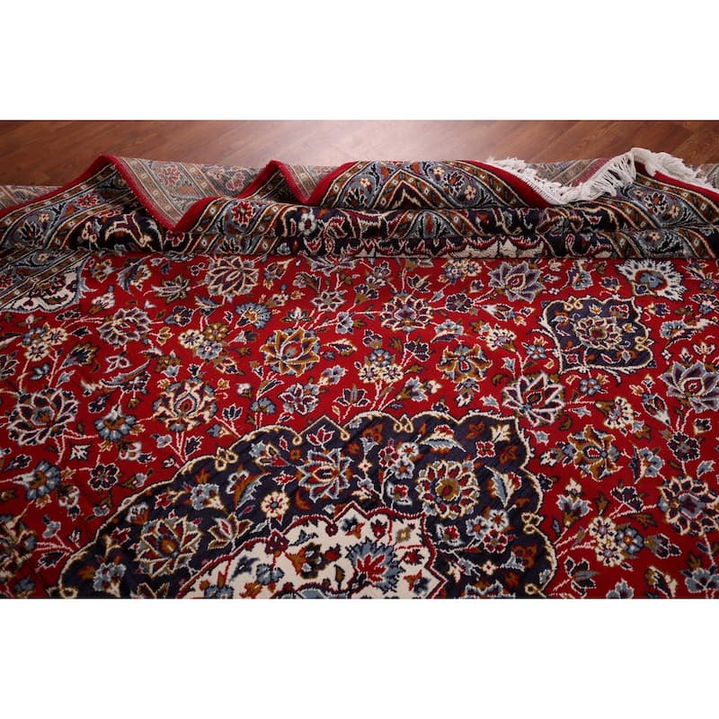 Traditional Red Kashan Turkish Rug Machine Made Living Room Carpet - 9'9" x 13'0"