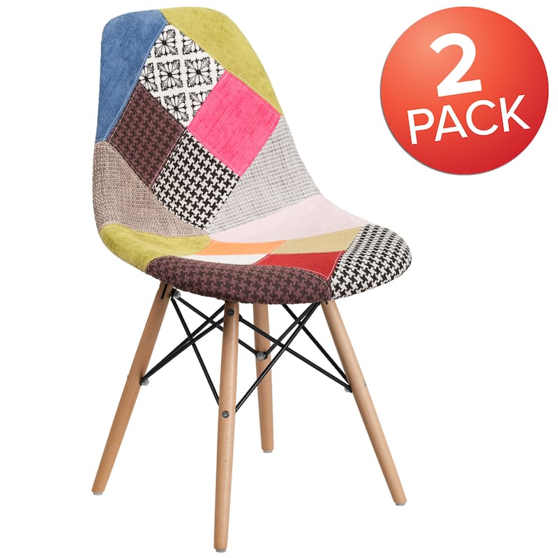 2 Pack Elon Series Fabric Chair with Wooden Legs