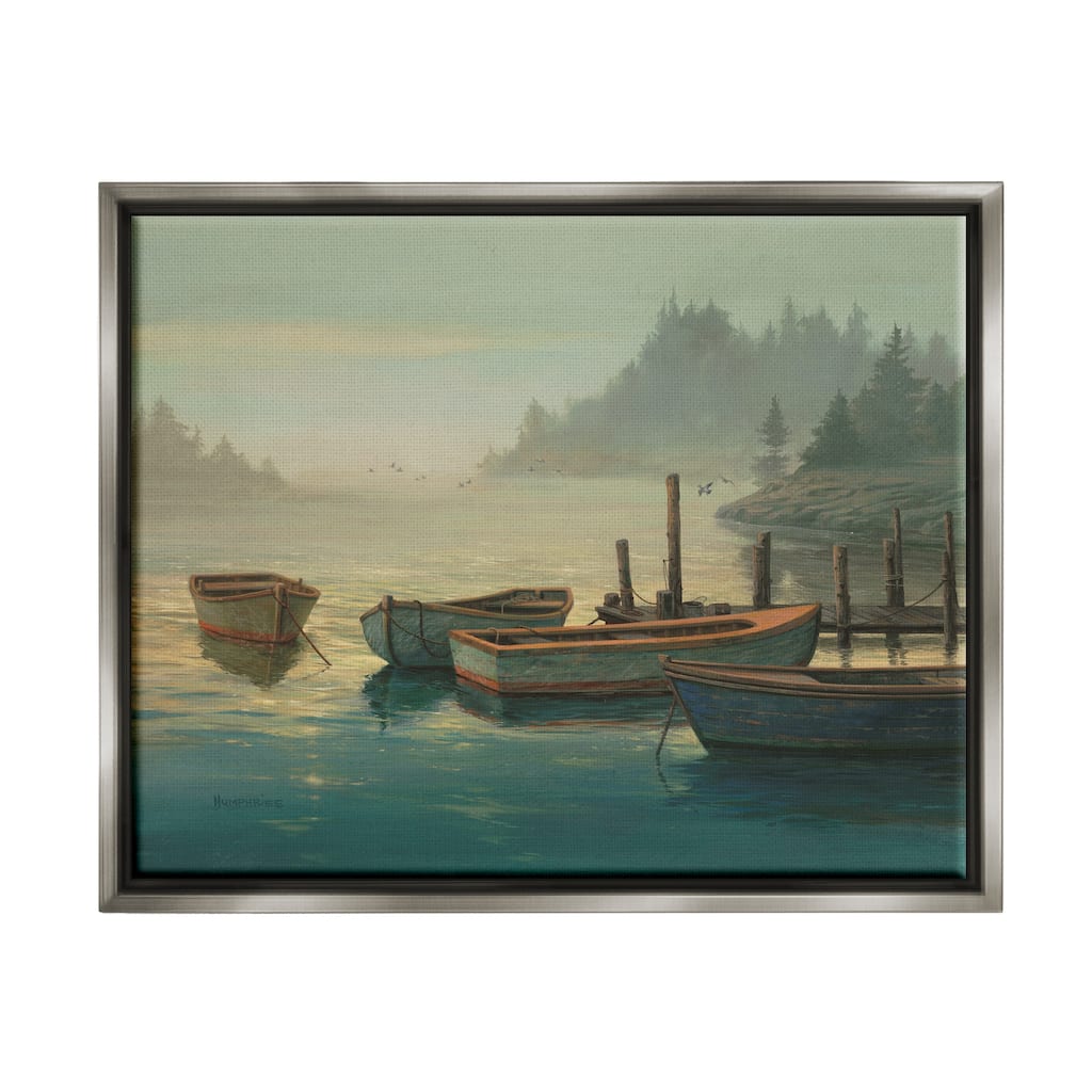 Stupell Docked Boats Landscape Framed Floater Canvas Wall Art Design by Michael Humphries