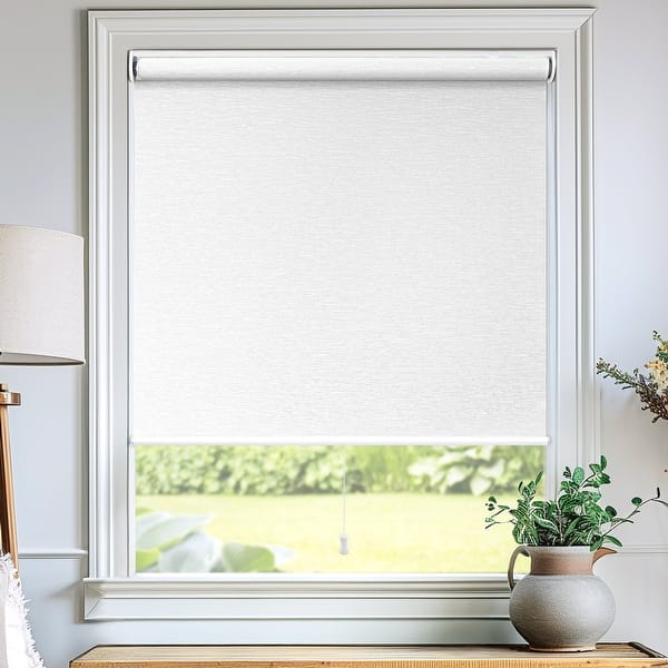 slide 2 of 7, Chicology Cordless Light Filtering Window Roller Shade Embossed Weave - White