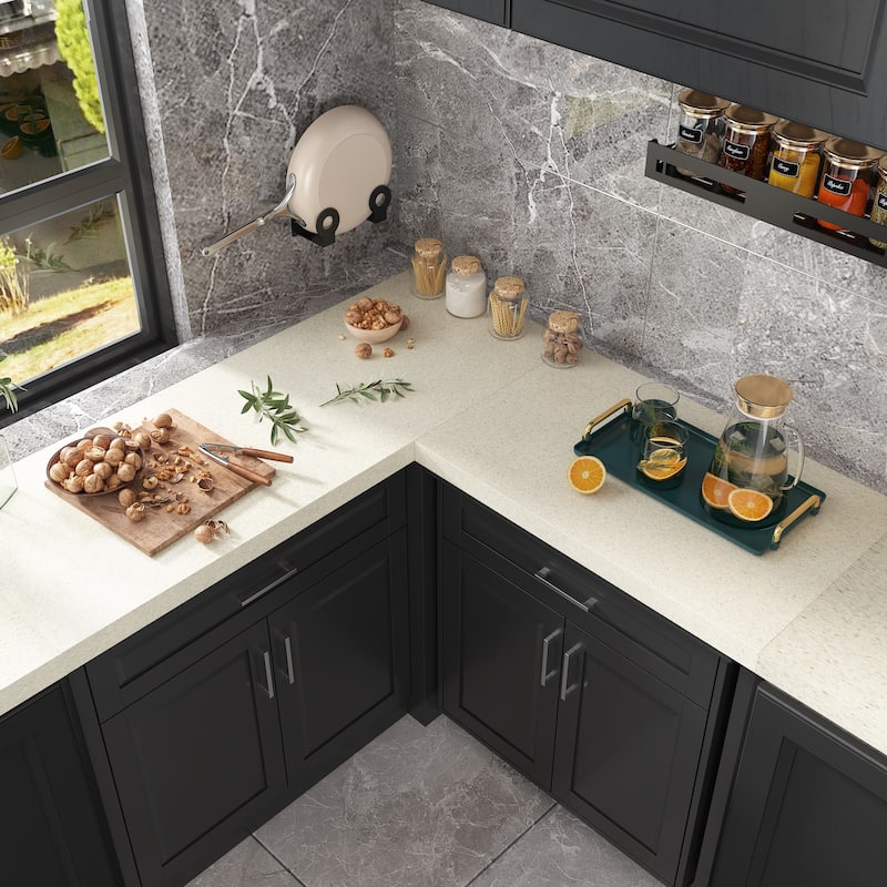 Efficient Corner Kitchen Cabinet L-Shape Kitchen Island: Ample Storage with Smooth - sliding Drawers,UV Countertop