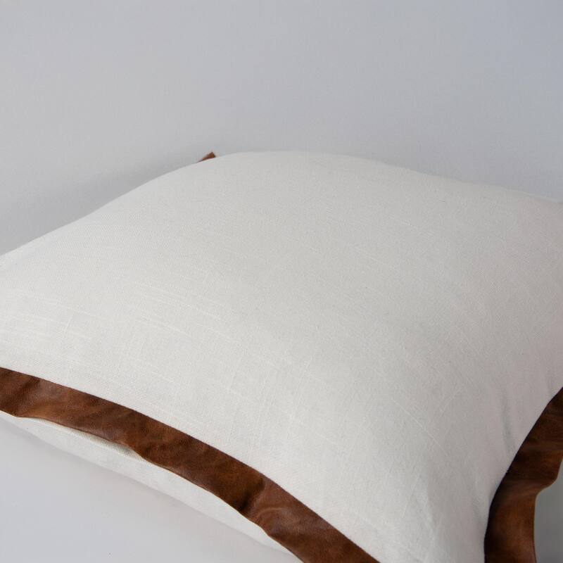 Rizzy Home Modern Leather Flange Throw Pillow, 20x20