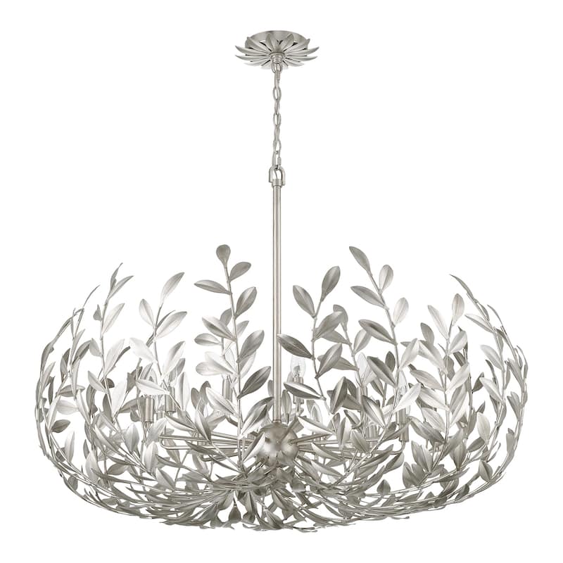Broche 12 Light Antique Silver Chandelier