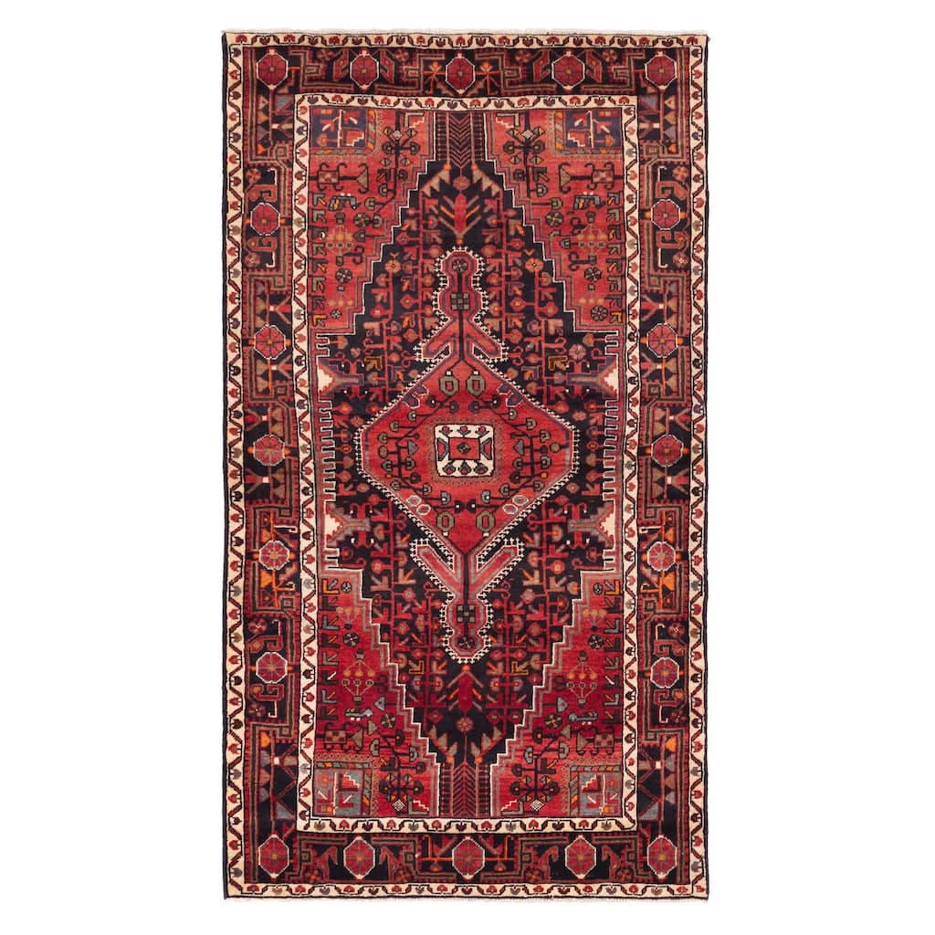 ECARPETGALLERY Hand-knotted Anatolian Vintage Black, Red Wool Rug - 4'7 x 8'4