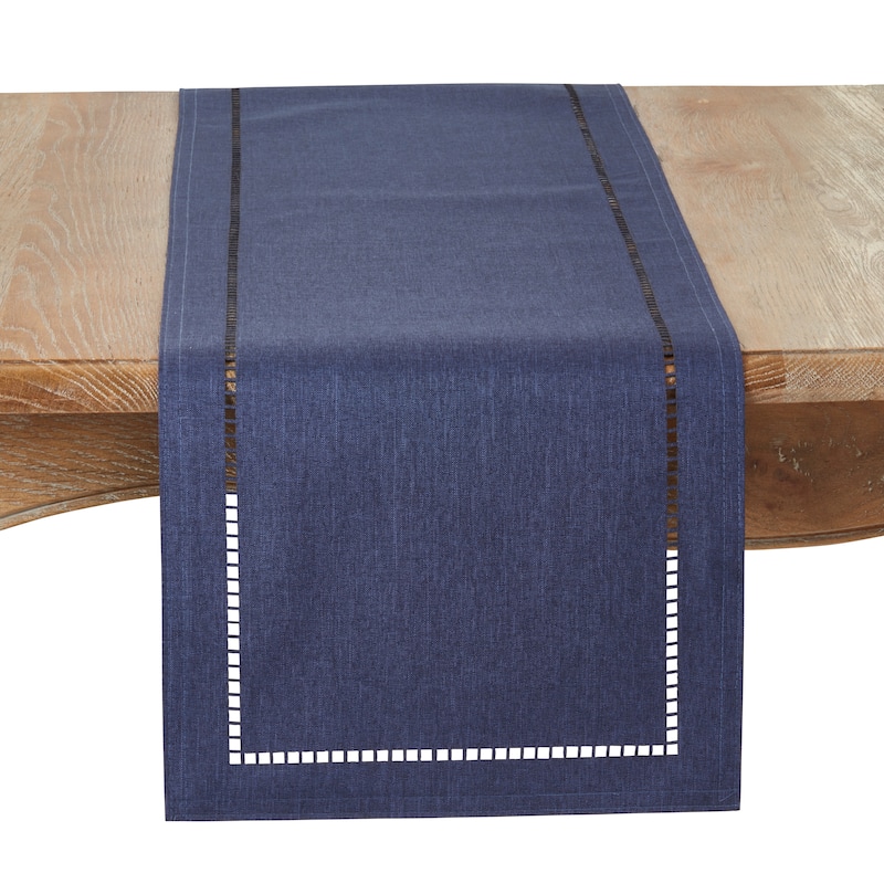 Table Runner with Laser-cut Hemstitch - 14"x108" - Navy Blue