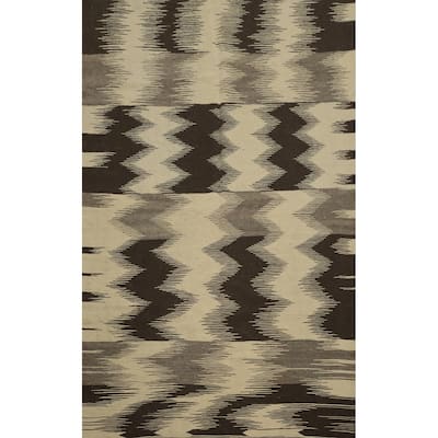 Hand Woven Oriental 100% Wool Carpet Southwestern Modern Beige & Ivories Kilim Area Rug - 8' 9'' X 6' 0''