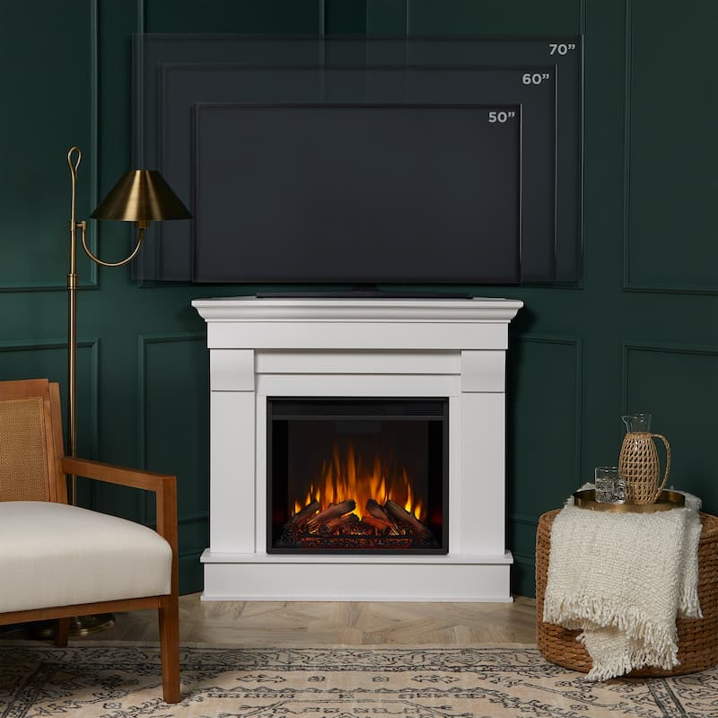 Chateau White Electric Corner Fireplace by Real Flame - 41"