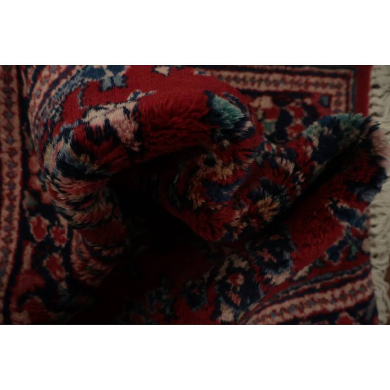 Hand Knotted Oriental 100% Wool Carpet Traditional All-Over Red Sarouk Runner Rug - 7' 6'' X 2' 8''