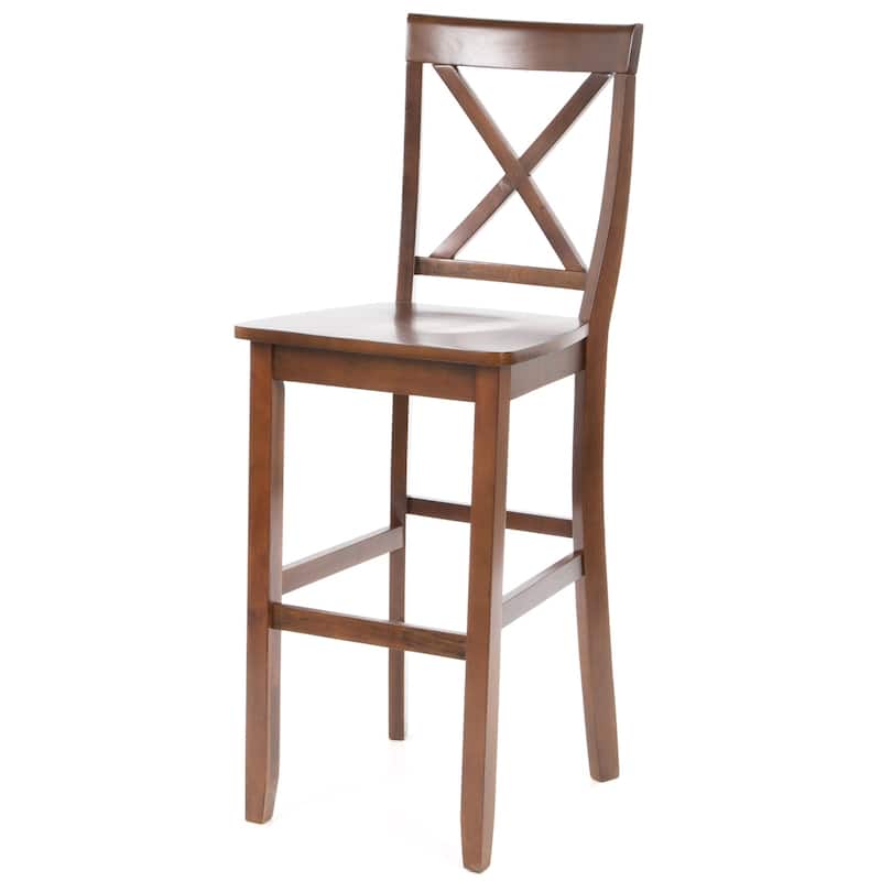 Set of 2 - X-Back 30-inch Solid Wood Barstool in Mahogany Finish - 46.5" H x 18.5" W x 22.5" D