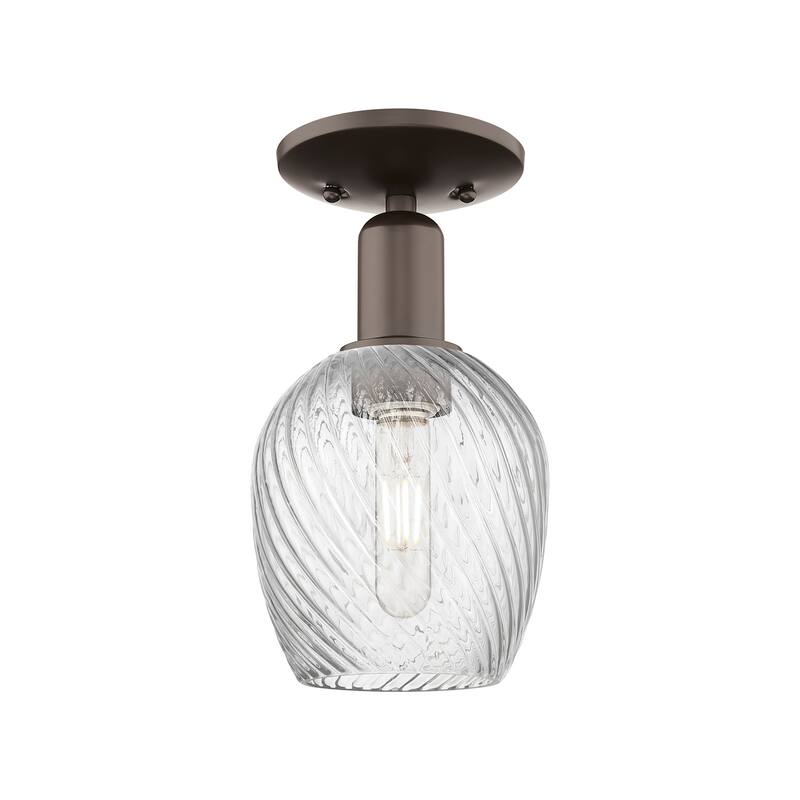 Innovations Lighting 716-1C-11-6 Salina Semi-Flush Salina 6" Wide - Oil Rubbed Bronze / Clear Spiral Fluted