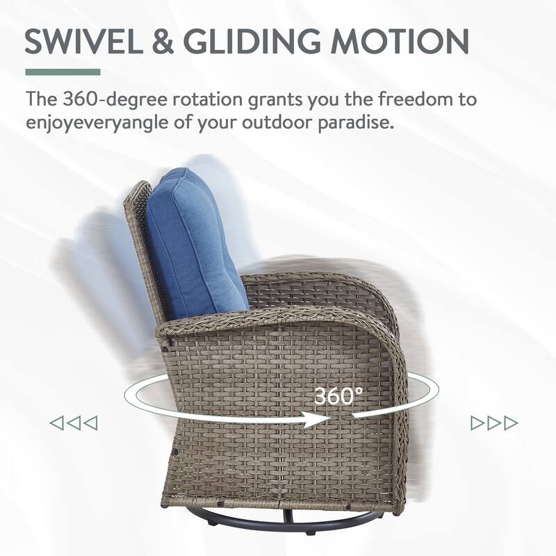 Outdoor Sofa Funiture with Swivel Chair and Rock Chair