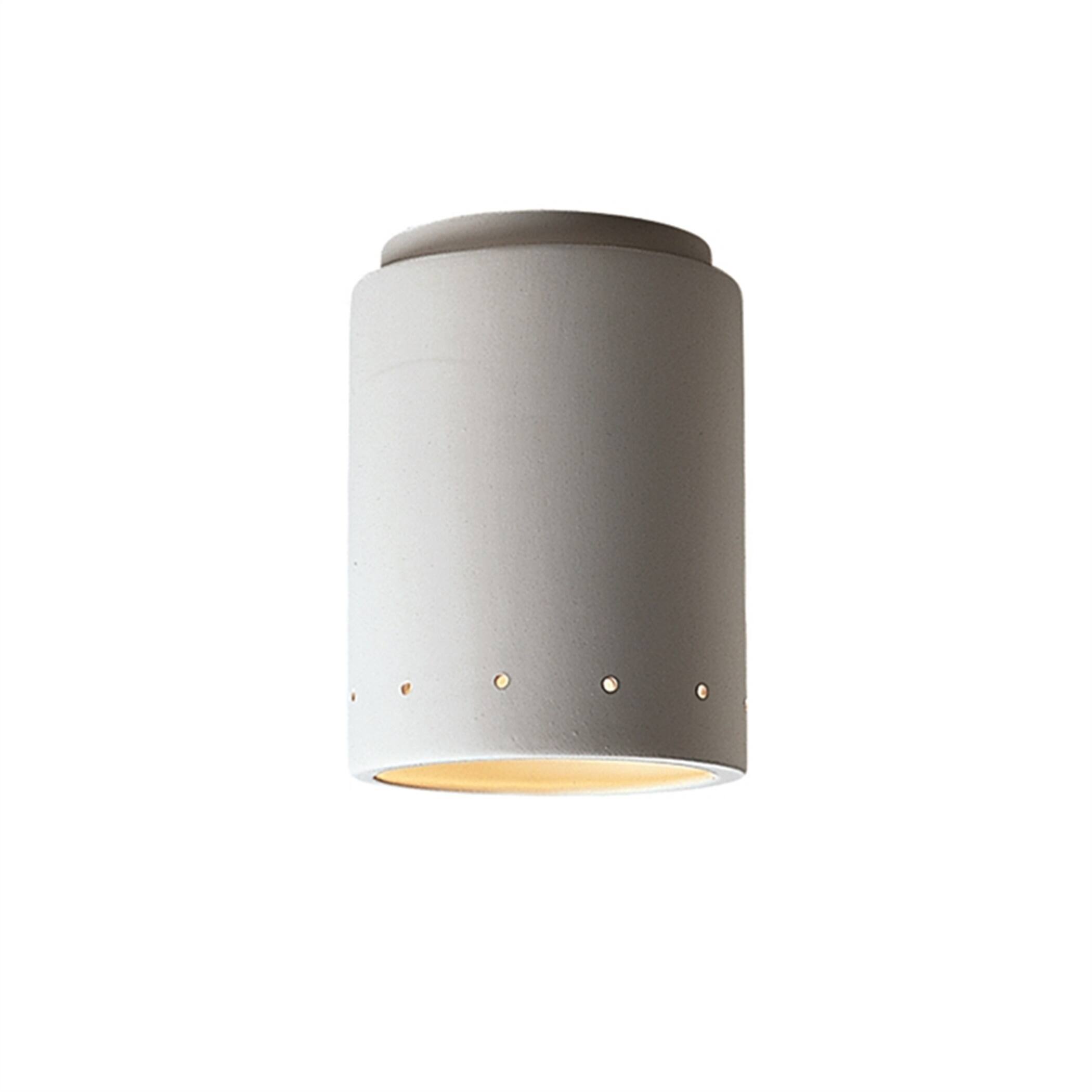 Justice Design Group Radiance 1-Light Bisque Cylinder with Perfs Flush-MountJustice Design Group Radiance 1-Light Bisque Cylinder with Perfs Flush-Mount