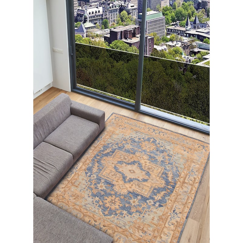 ECARPETGALLERY Hand-knotted Jules Serapi Navy Wool Rug - 7'10 x 9'9