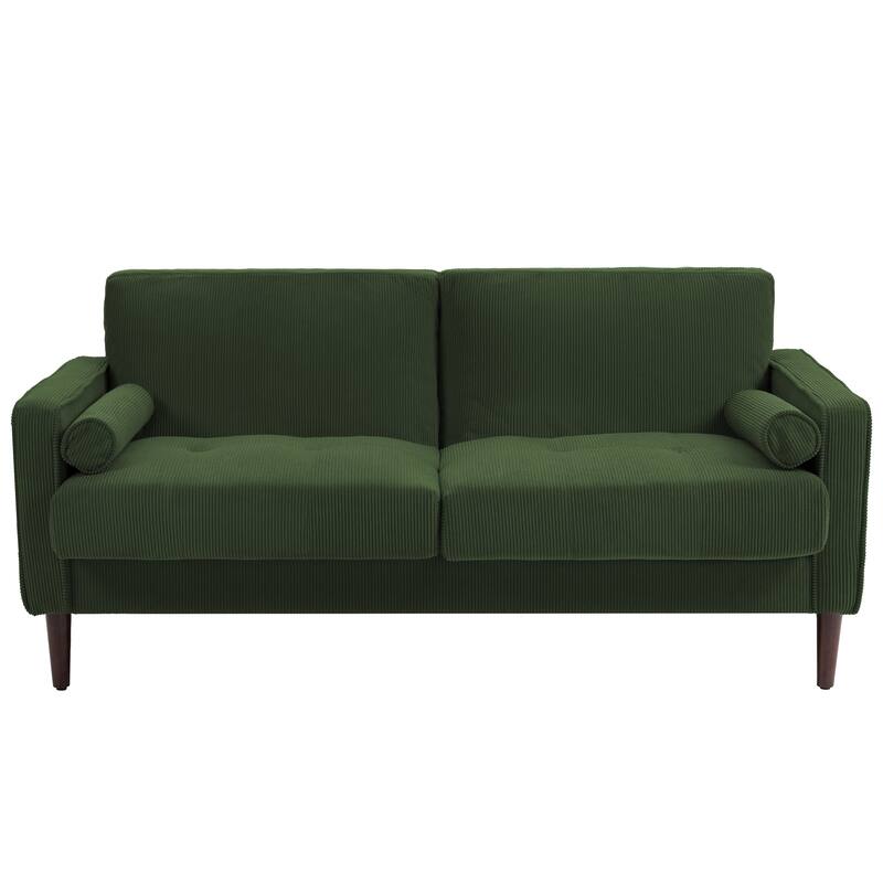 Corduroy 61.9" Loveseat Sofa Square Armrests