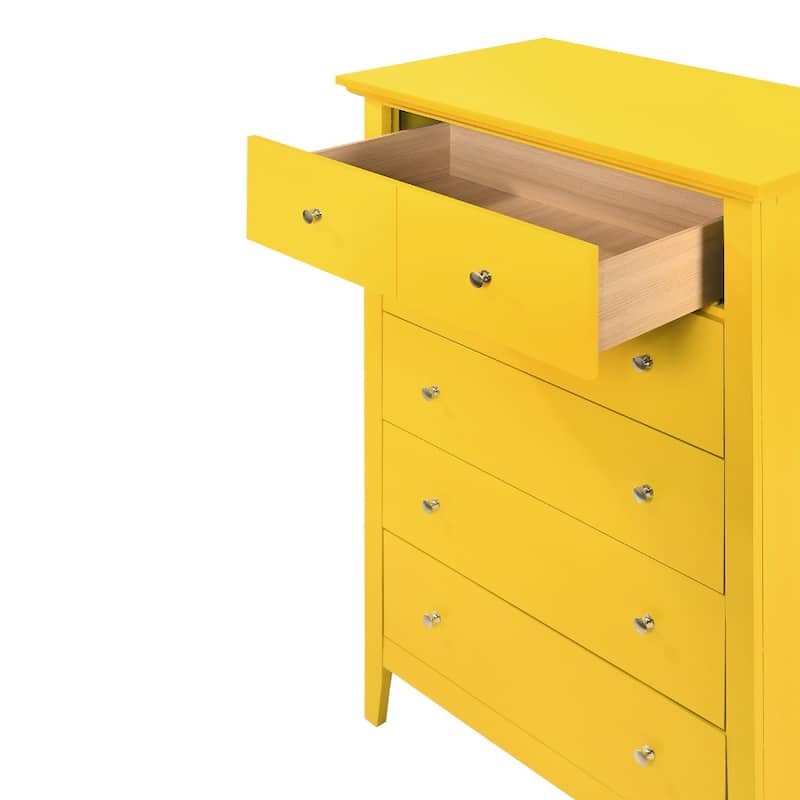 Wooden 5-Drawer Bedroom Chest - 48" - Yellow