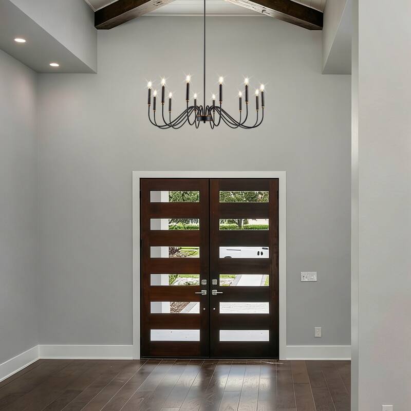 12-Light Candle Chandelier Dimmable Classic/ Traditional Chandelier for Living Room