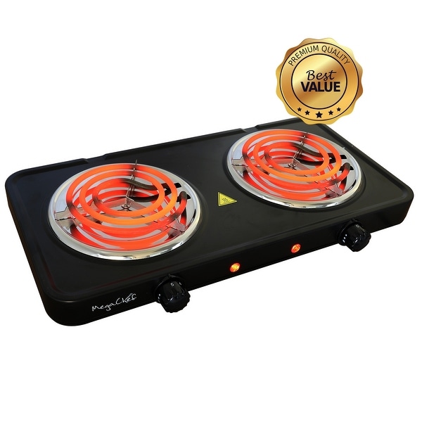 MegaChef Portable Double Burner Electric Coil Cooktop Bed Bath