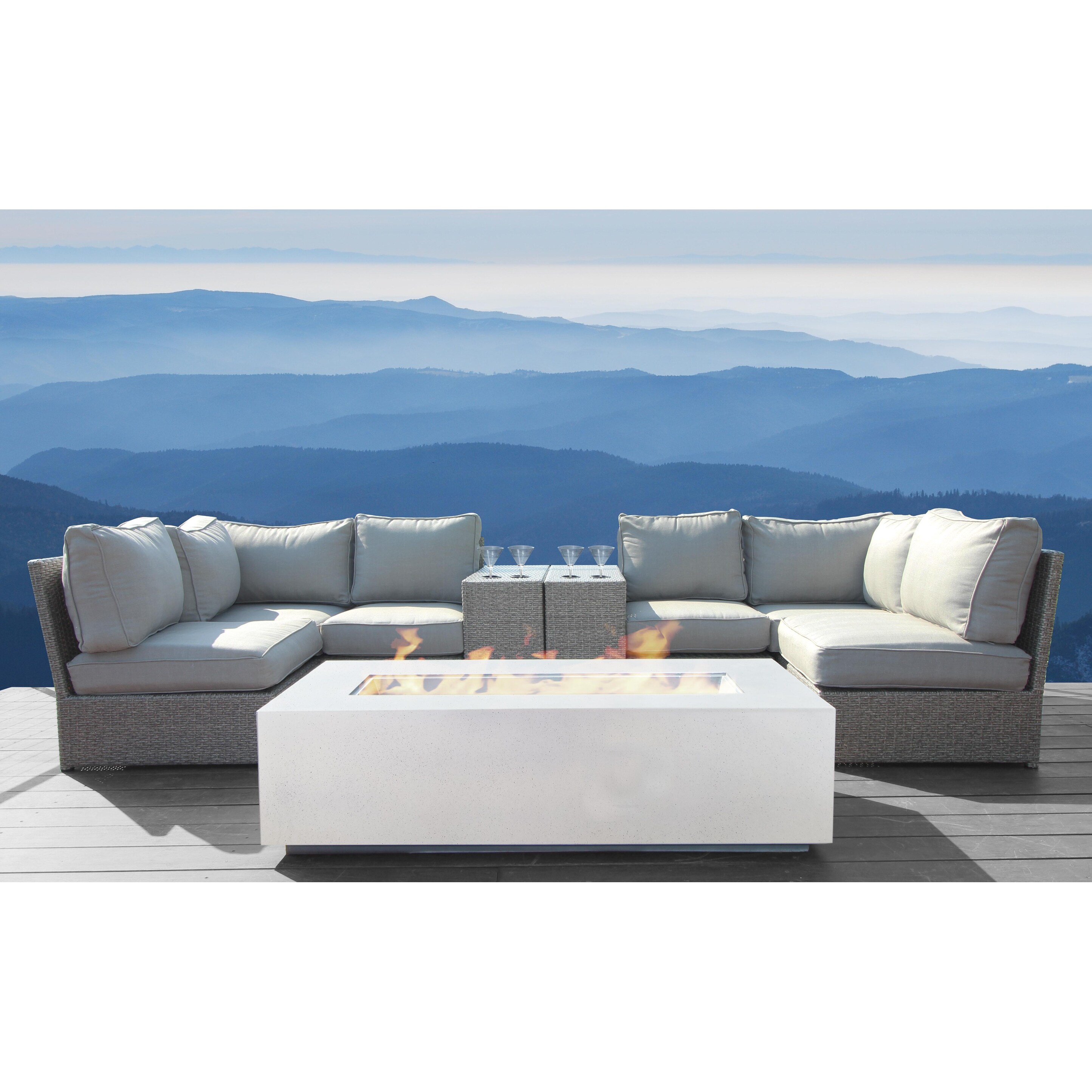 Lutie 9 piece rattan sectional hot sale seating group with cushions