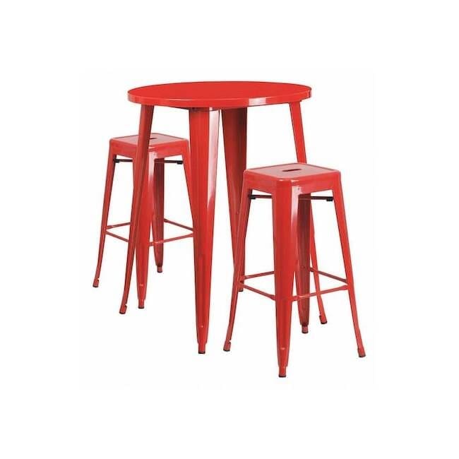 Flash Furniture Red Metal Bar Set,30RD CH-51090BH-2-30SQST-RED-GG - 1 Each