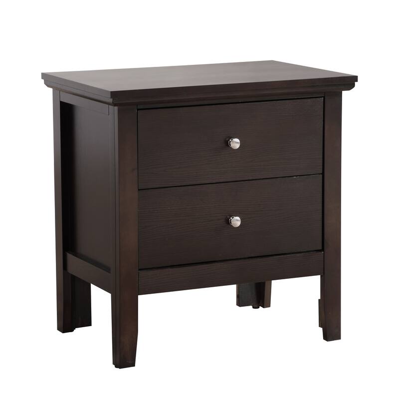 Modern 24-in Double-Drawer Nightstand with Metal Knob