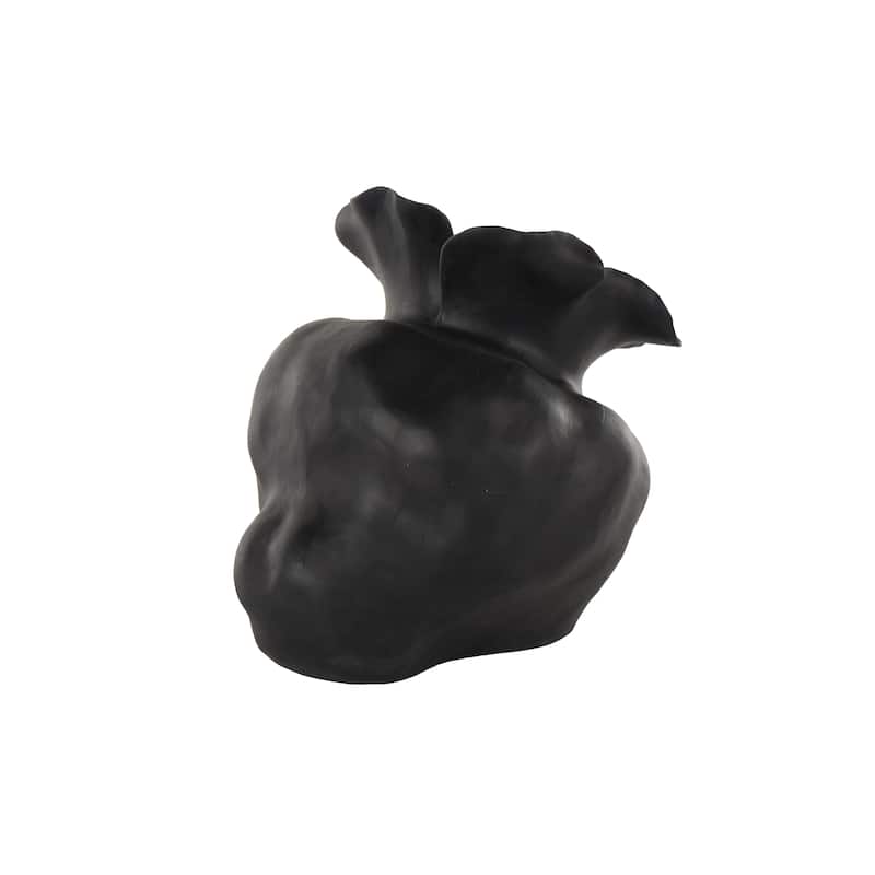 Ceramic Abstract Wide Rounded Floral Shaped Vase with Petal Rim - White or Black - Roche River Decor
