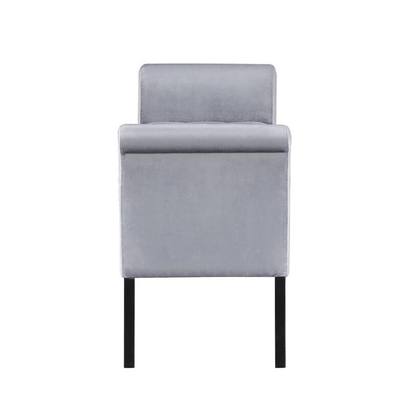 Velvet Upholstered Rolled Arms Storage Bench