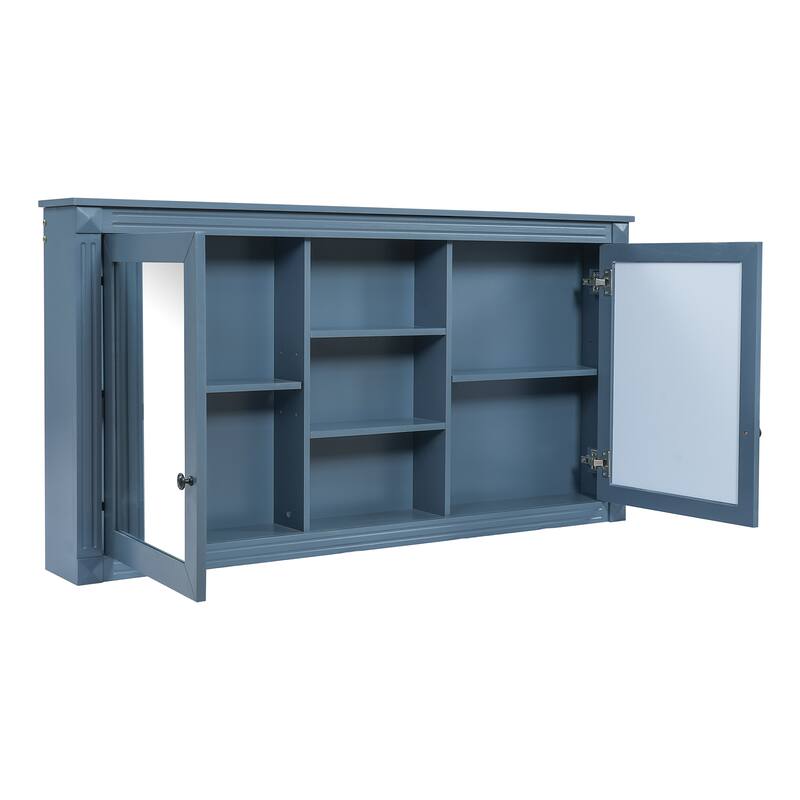 55 inch Wall-Mount 2-in-1 Mirror Cabinet with Adjustable Shelves, Soft-Closing Hinges, High-Definition Mirrors