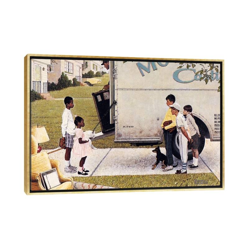 iCanvas "Moving In (New Kids In The Neighborhood)" by Norman Rockwell Framed Canvas Print - Gold - 18x26
