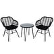 preview thumbnail 11 of 45, 3 Piece Outdoor Wicker Furniture Patio Bistro Set With Cushions for Porch Poolside Garden - 21.2"L x 23.6"W x 31.5"H