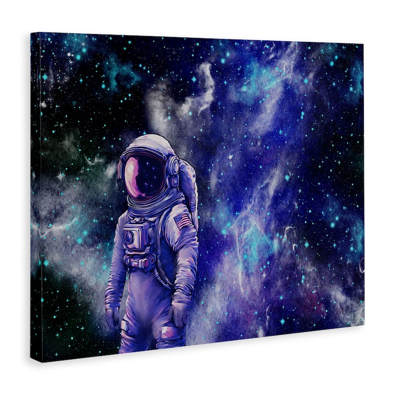 Stupell Astronaut with Blue Nebula Canvas Wall Art Design By Jesse Keith