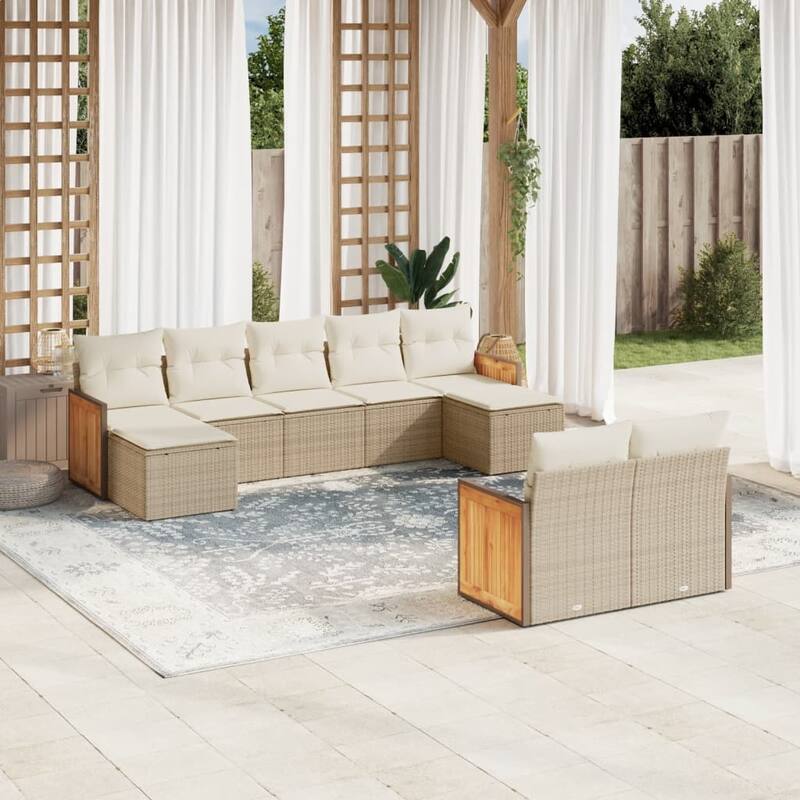 vidaXL Patio Sofa Set with Cushions Outdoor Conversation Furniture Poly Rattan