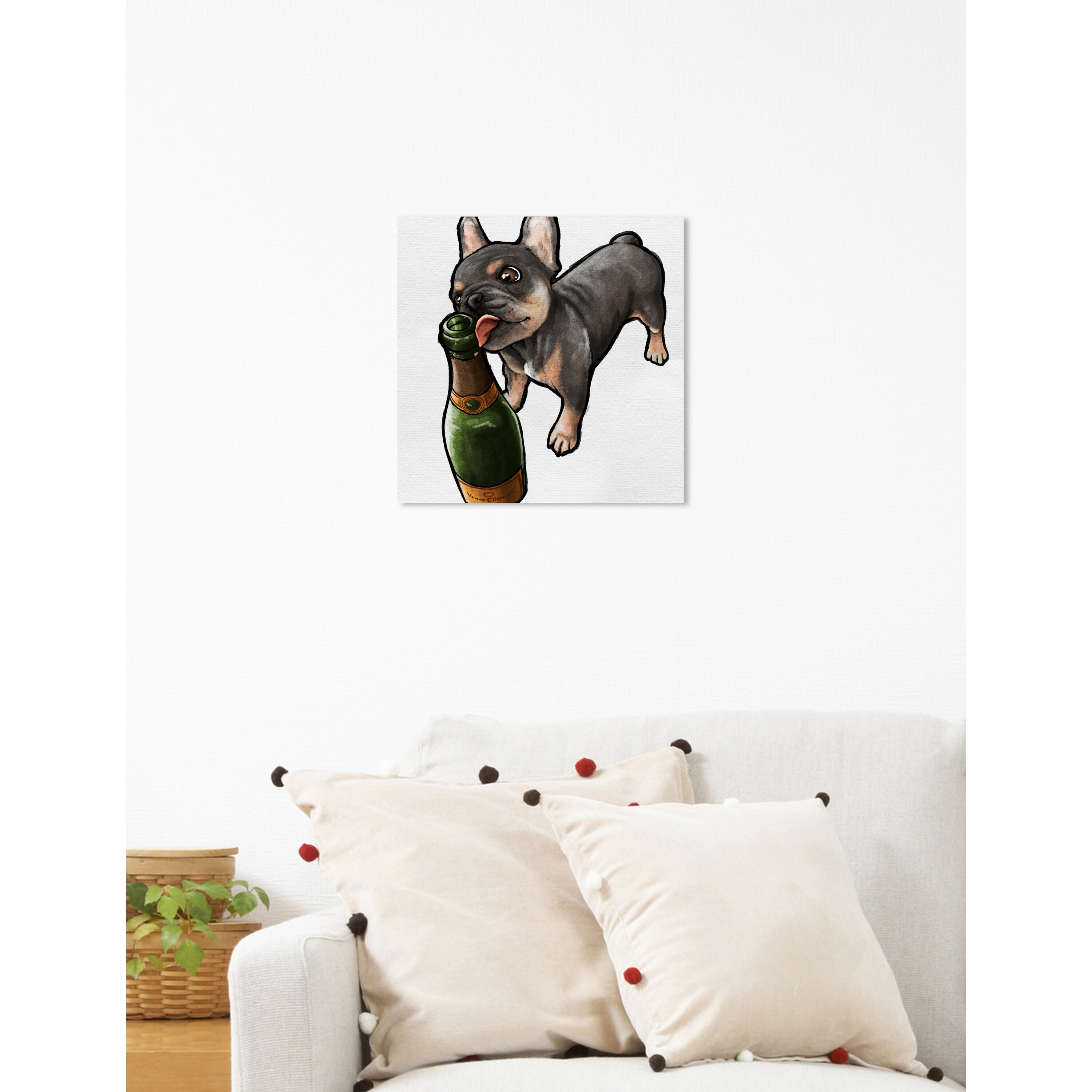 Oliver Gal 'Frenchie and Bubbly Custom' Animals Wall Art Canvas