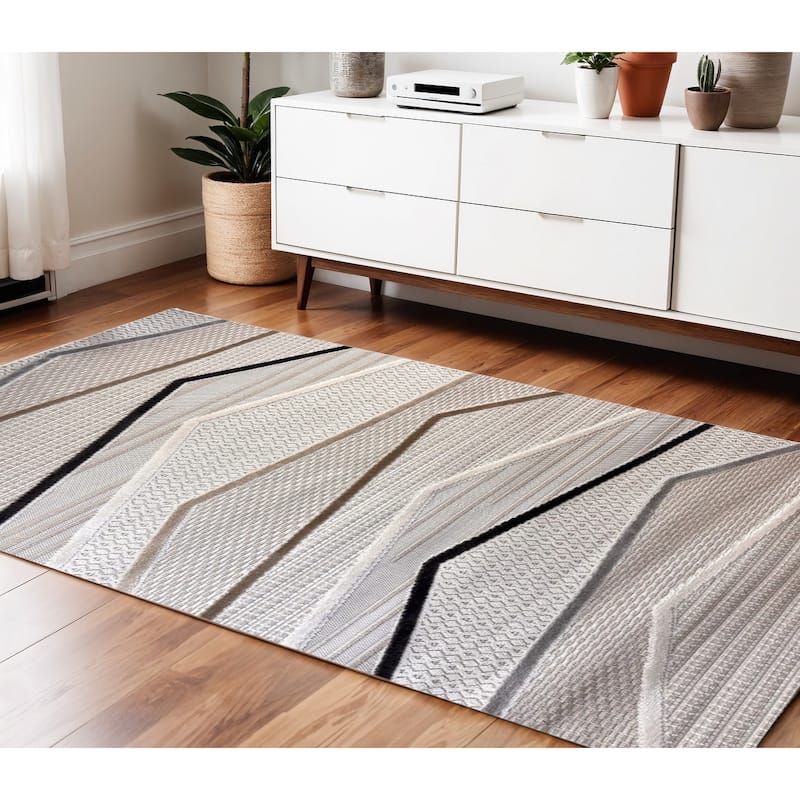 Bogog Abstract Modern Stain Resistant Woven Durable Area Rug By HomeRoots