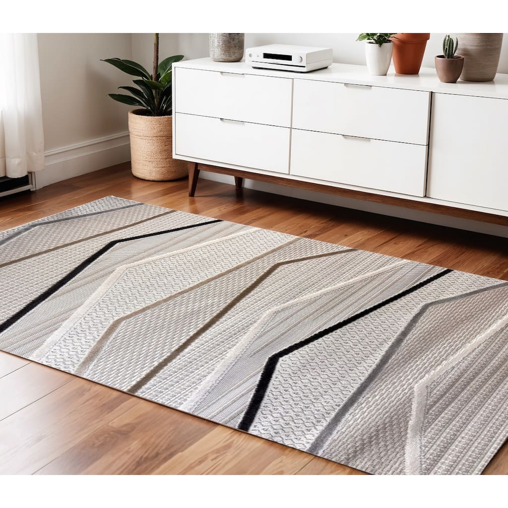 Bogog Abstract Modern Stain Resistant Woven Durable Area Rug By HomeRoots