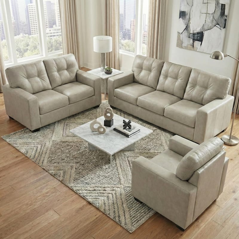 Roundhill Furniture Holmes Leather 4-Piece Living Room Set