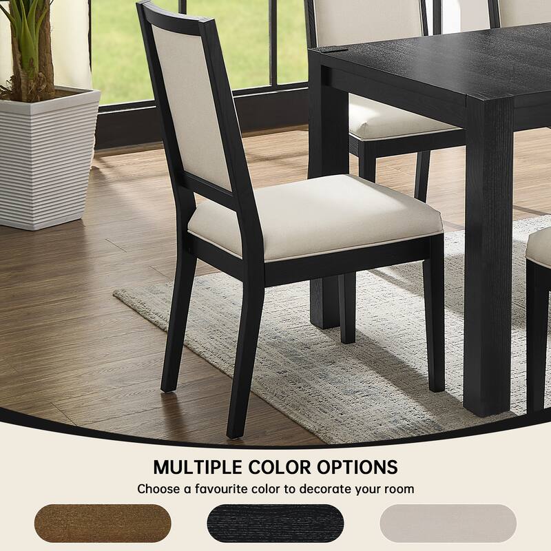 Modern Linen Cushioned Dining Chair, Fully Upholstered Accent Chair