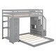 preview thumbnail 9 of 16, Twin Over Full Bunk Bed with 3-layer Shelves, Drawers and Storage Stairs,