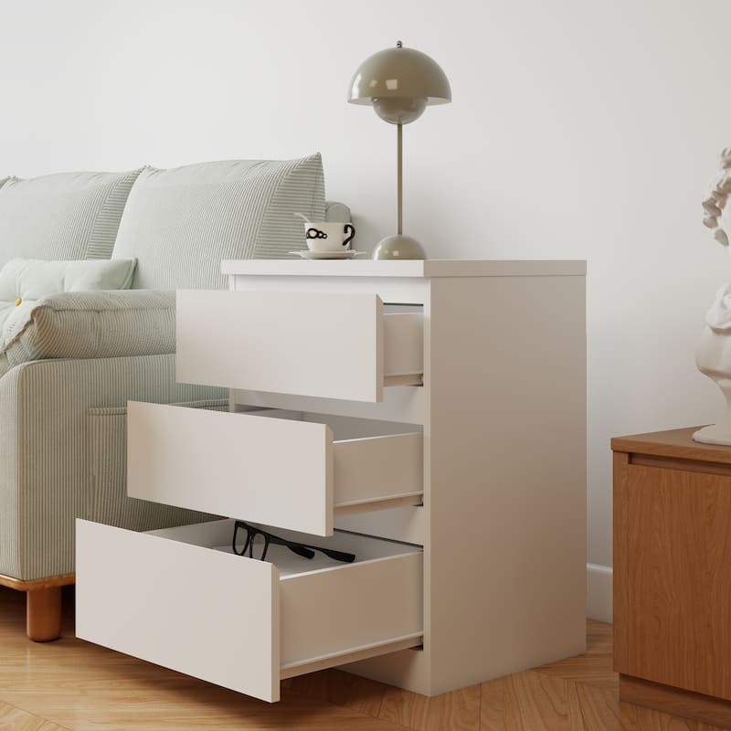 19.7-Inch Nightstand with 3 Drawers, Beside Table with Drawers Handle Free Design,Thickened Top Plate,for Bedroom,Living Room