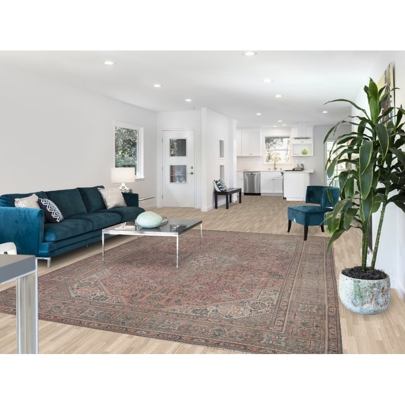 Hand Knotted Oriental 100% Wool Carpet Traditional Medallion Pink Tabriz Area Rug - 10' 10'' X 7' 10''