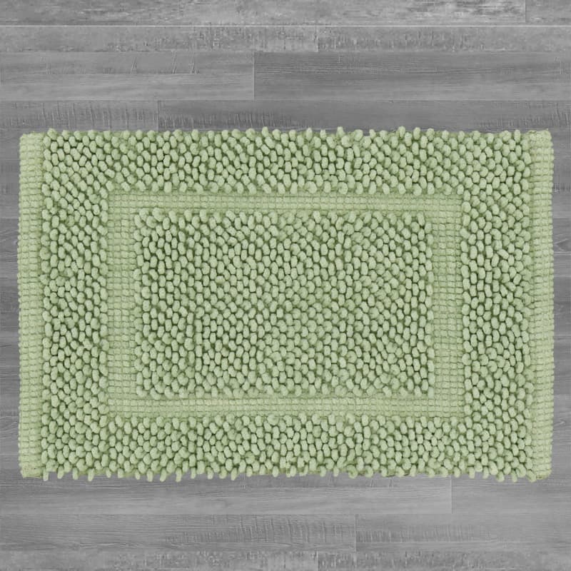 Sophie Border Ultra-plush Chenille Non-Slip Cotton Bath Mat