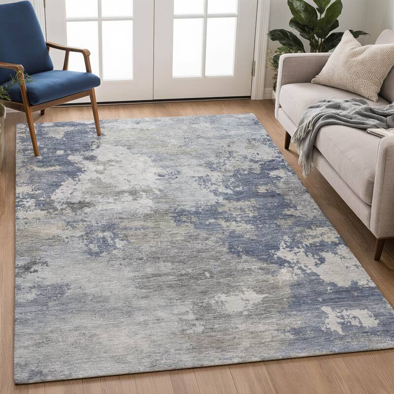 Machine Washable Indoor/ Outdoor Modern Contemporary Chantille Rug