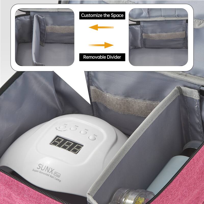 Double-Layer Nail Polish Organizer Bag, Holds 27 Bottles, Nail Tools & Dryer Storage Case with Adjustable Dividers